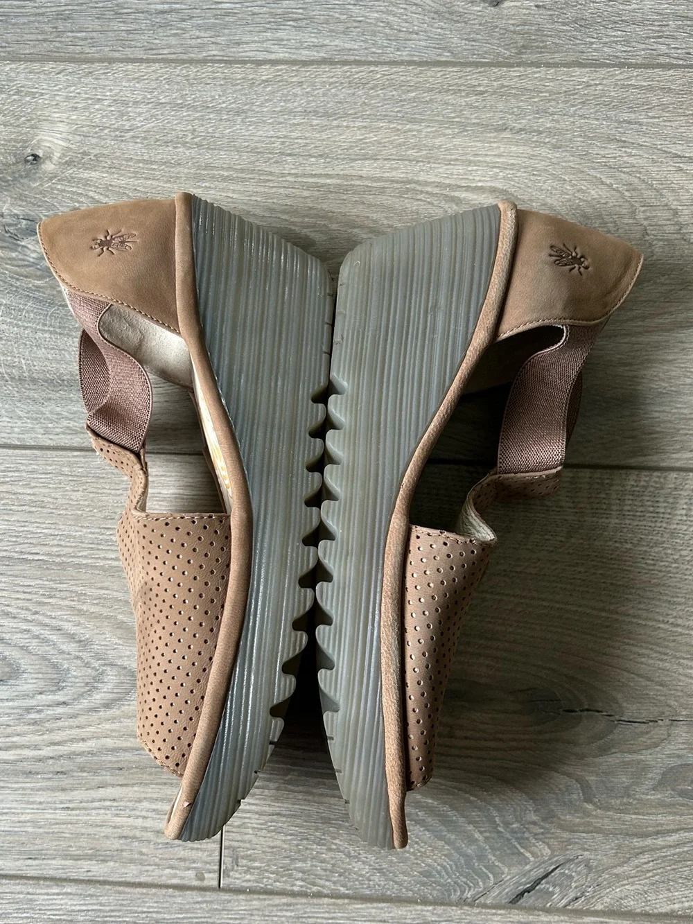 Fly London Perforated Leather Open Toe  Platform Wedge Sandals Size 41